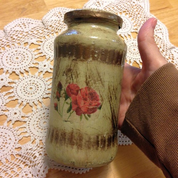 Decopaged Jar, Decor Item - Picture 2 of 5